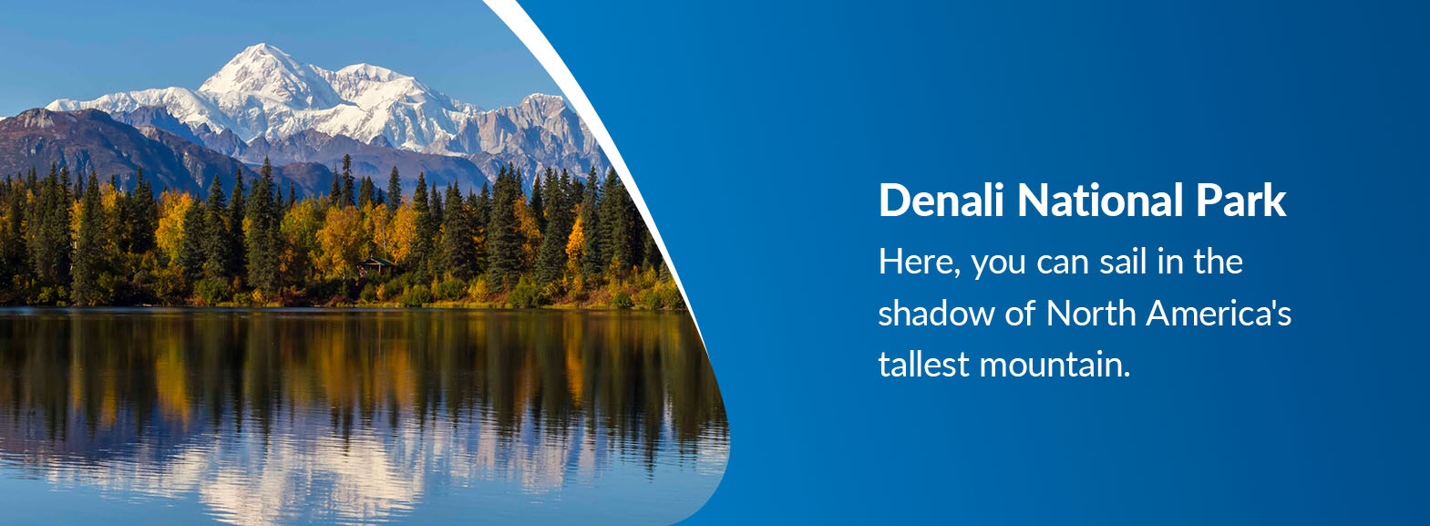 Denali National Park -  Here, you can sail — or walk — in the shadow of North America's tallest mountain. 