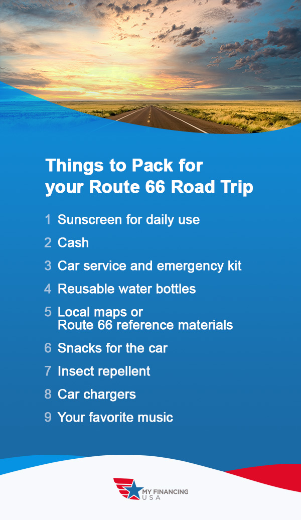 Things to pack with you for your Route 66 Road Trip