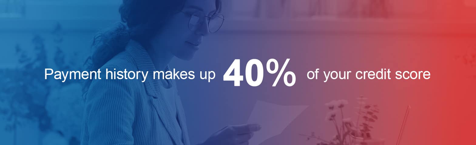 Payment history makes up 40% of your credit score.